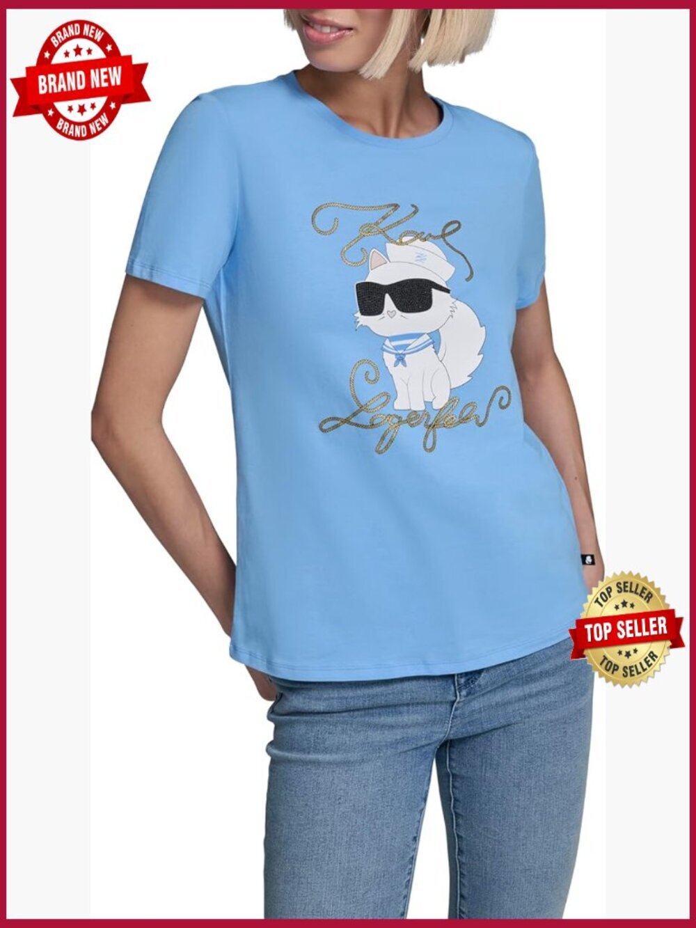 Short Sleeve Crew Neck Logo T-Shirt, Cotton Spandex, Regular Fit